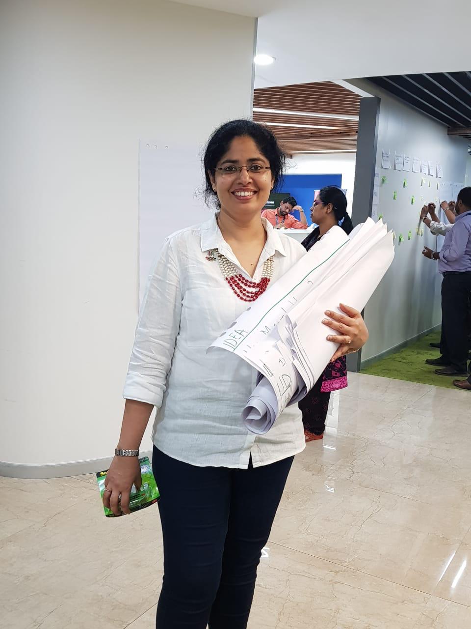 Shalu Manan facilitating a design thinking workshop with leadership teams